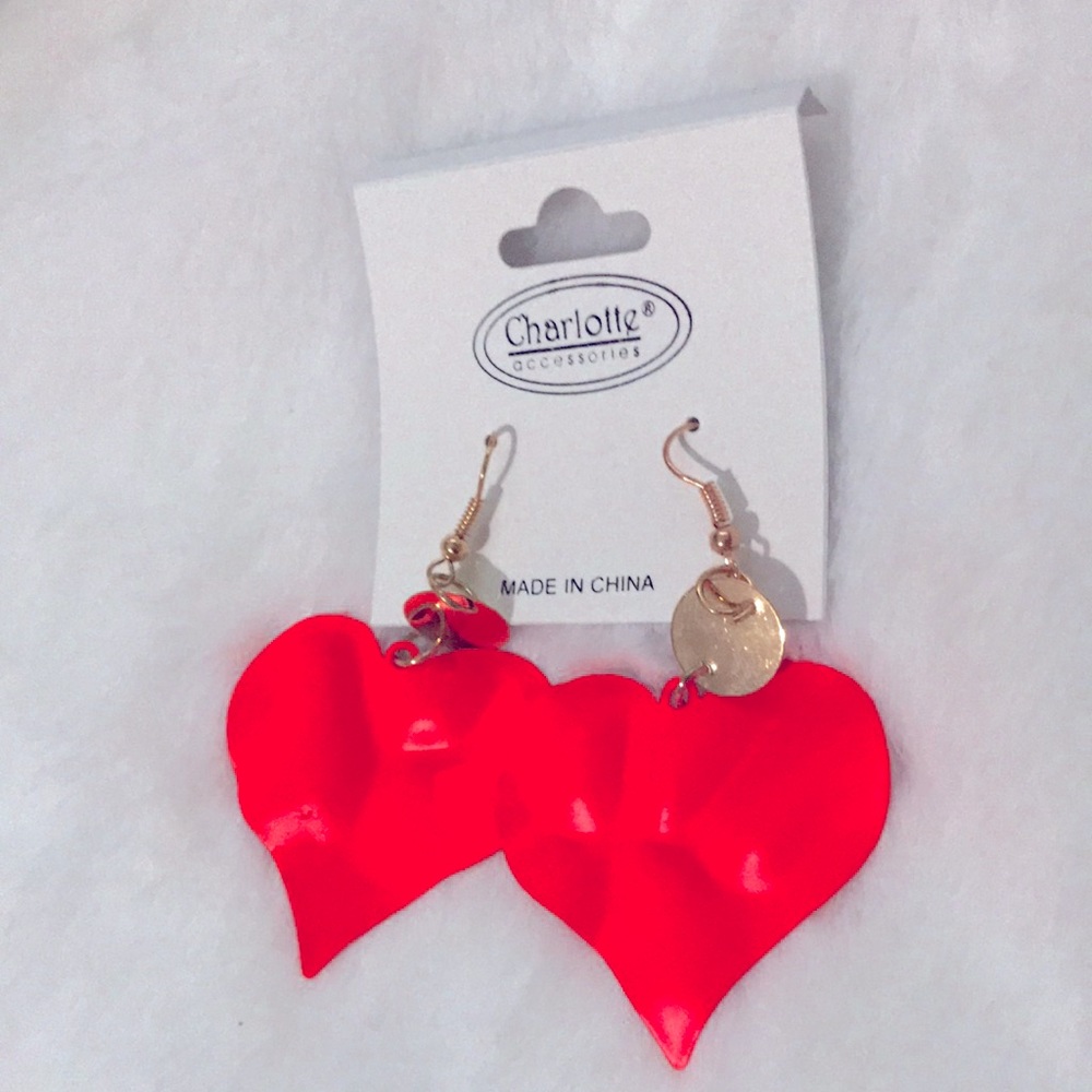 Oversized Heart Earrings By Charlotte Accessories